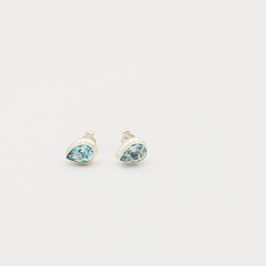 Blue Topaz Teardrop Sterling Studs