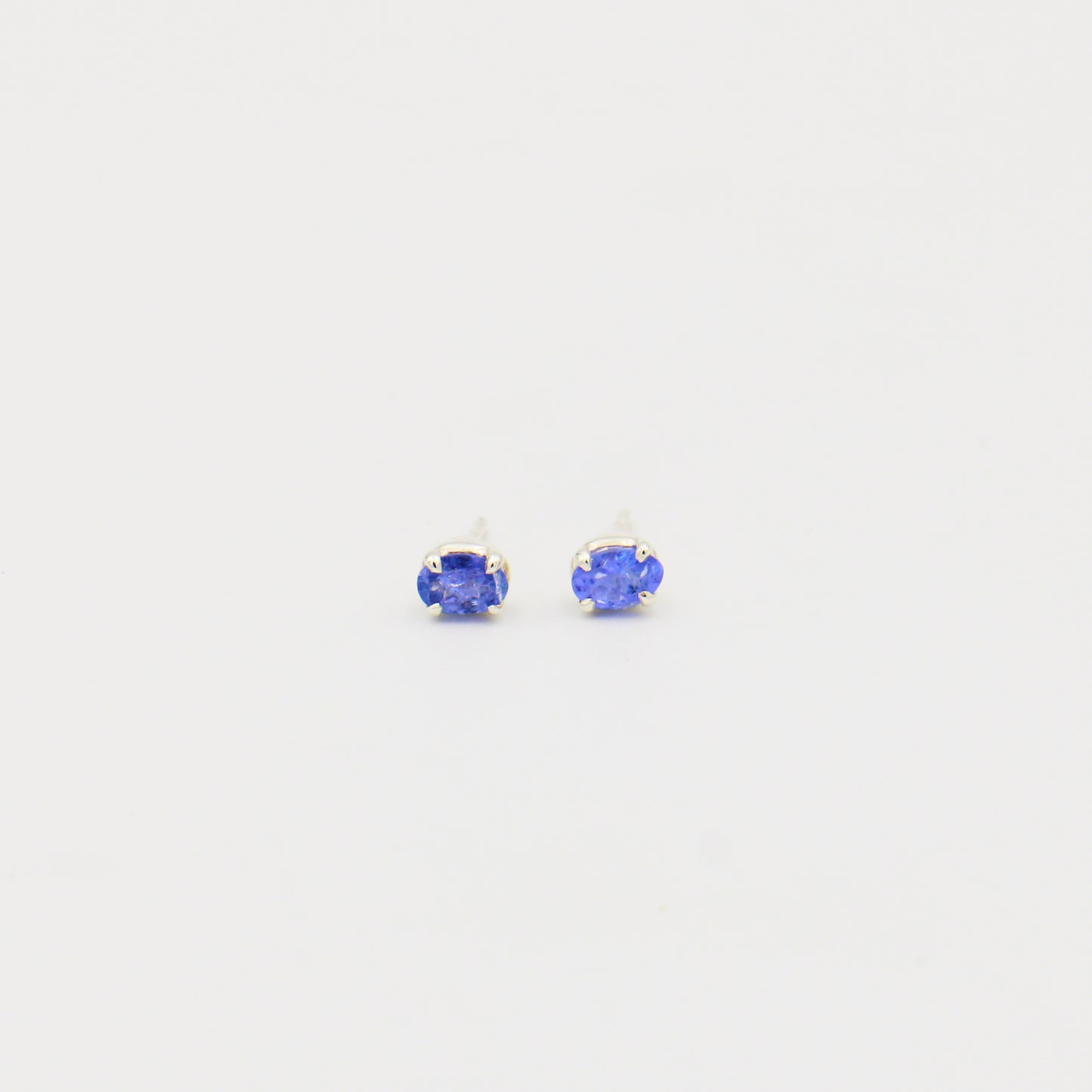 Dainty Tanzanite Oval Sterling Studs