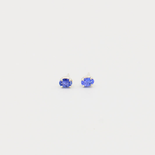 Dainty Tanzanite Oval Sterling Studs
