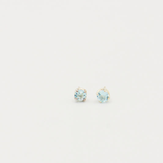 Blue Topaz Round Sterling Studs
