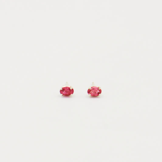 Dainty Pink Tourmaline Faceted Oval Sterling Studs