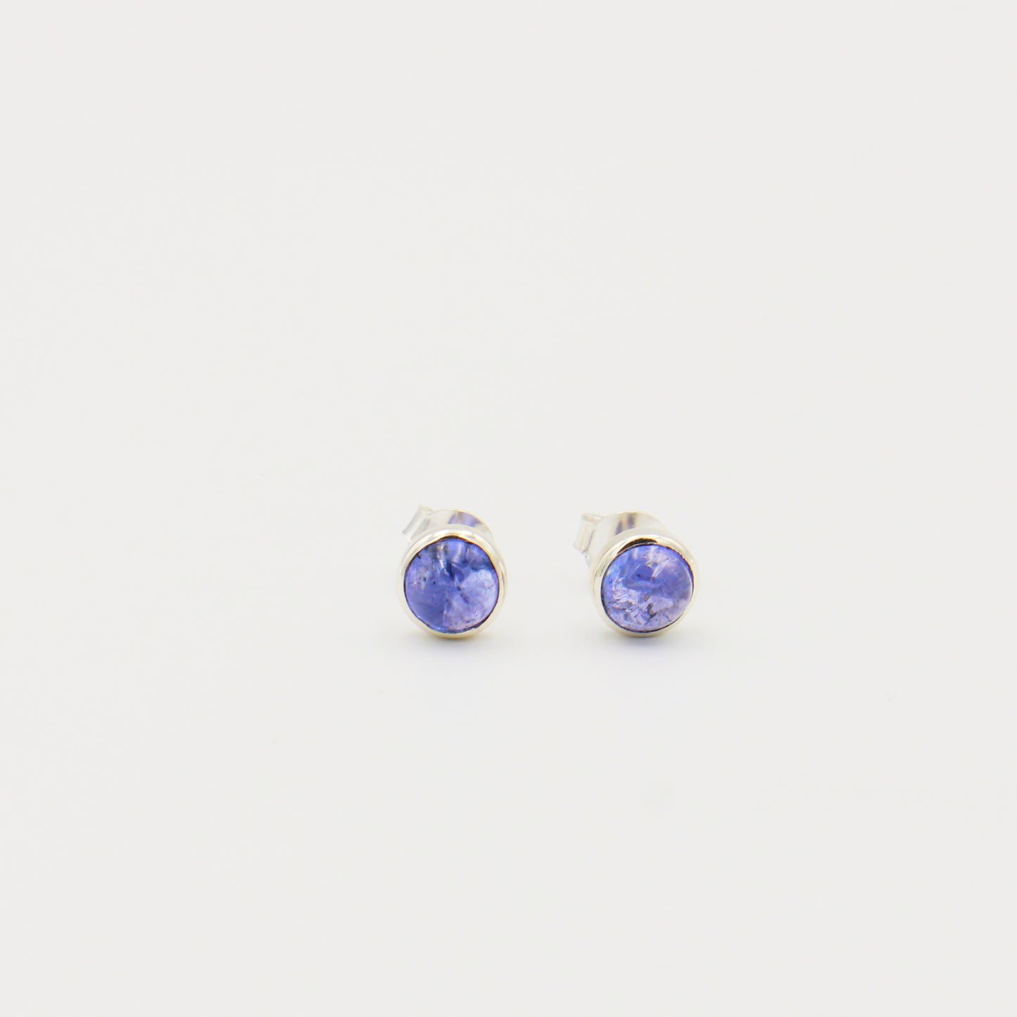 Tanzanite Round Cabochon Sterling Studs