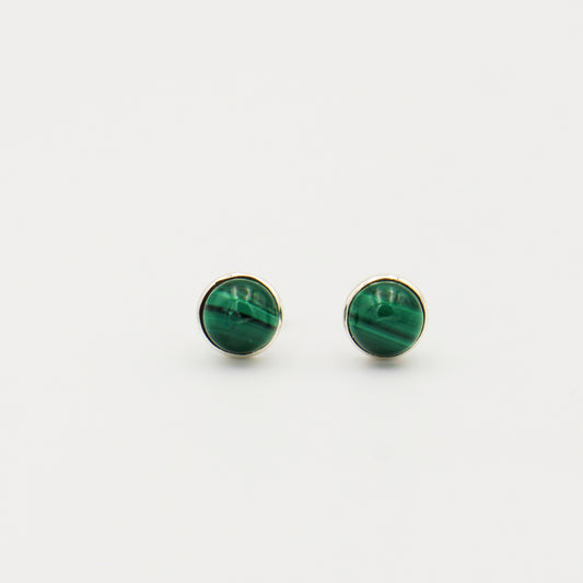 Malachite Round Sterling Studs