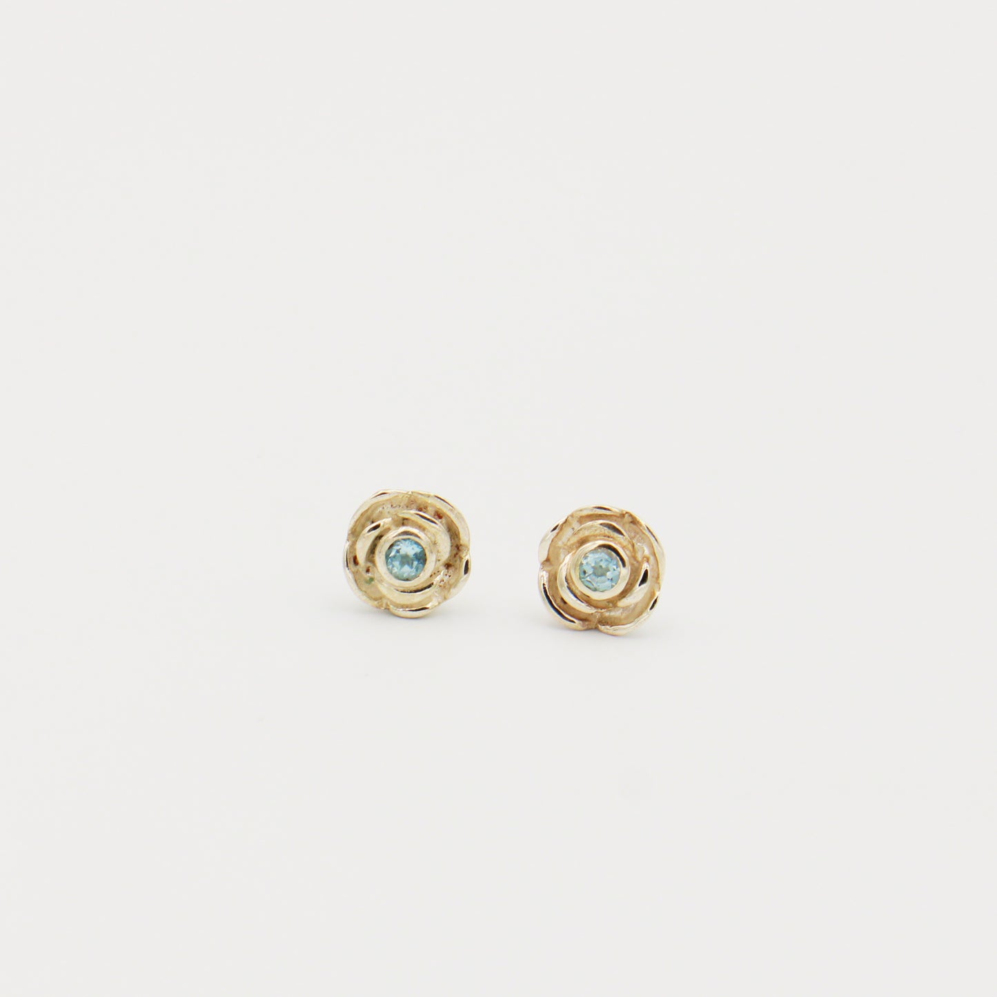 Blue Topaz Flower Sterling Studs