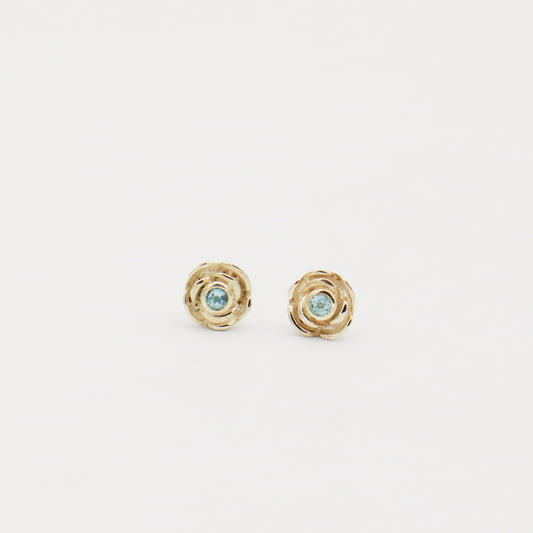 Blue Topaz Flower Sterling Studs