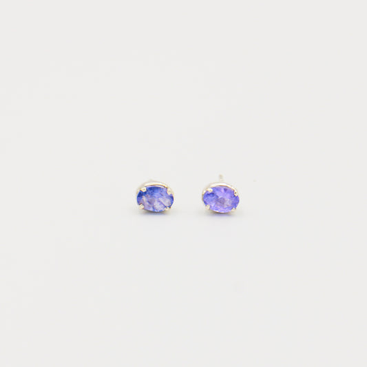 Tanzanite Faceted Oval Sterling Studs
