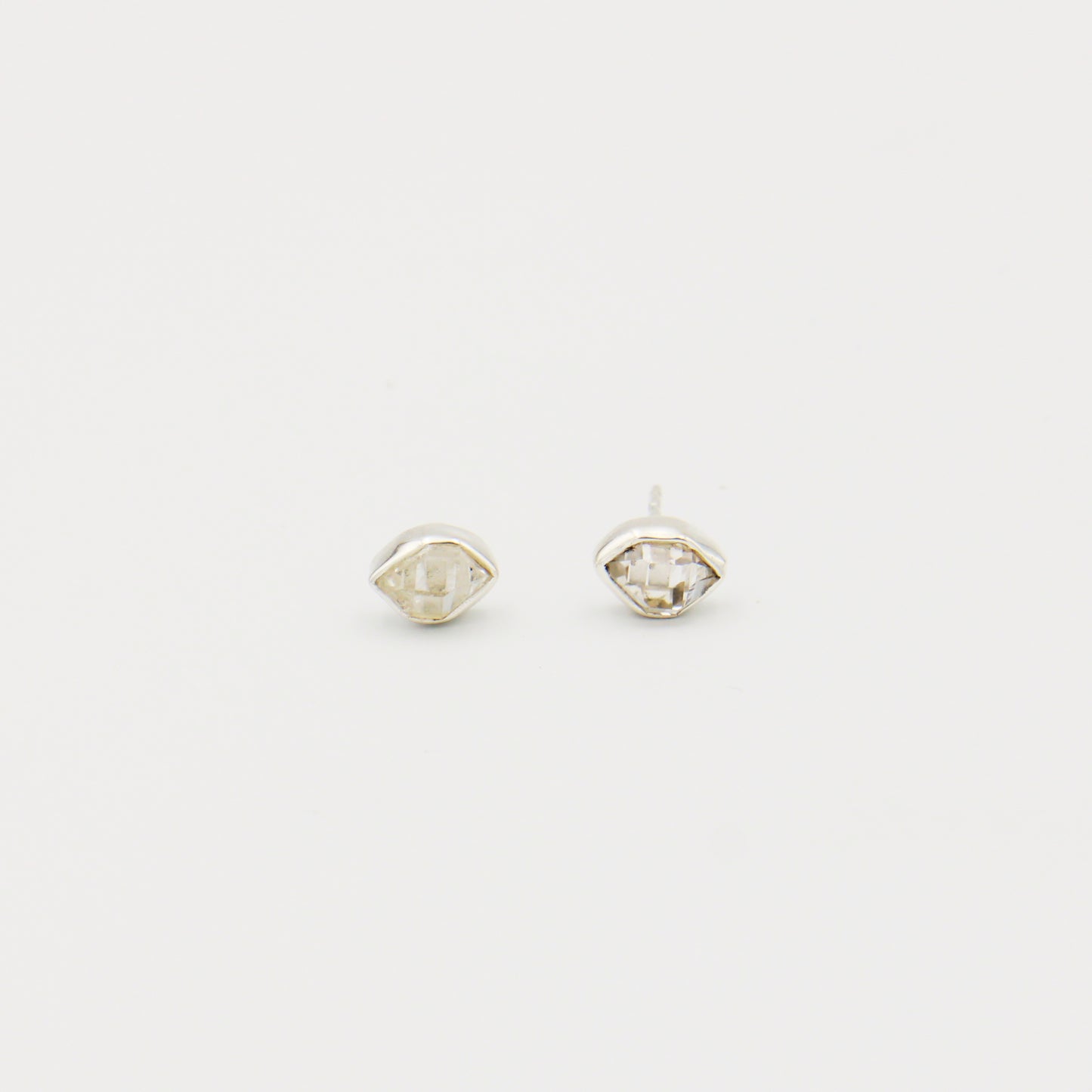 Herkimer Diamond Bezel Sterling Studs