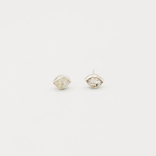 Herkimer Diamond Bezel Sterling Studs