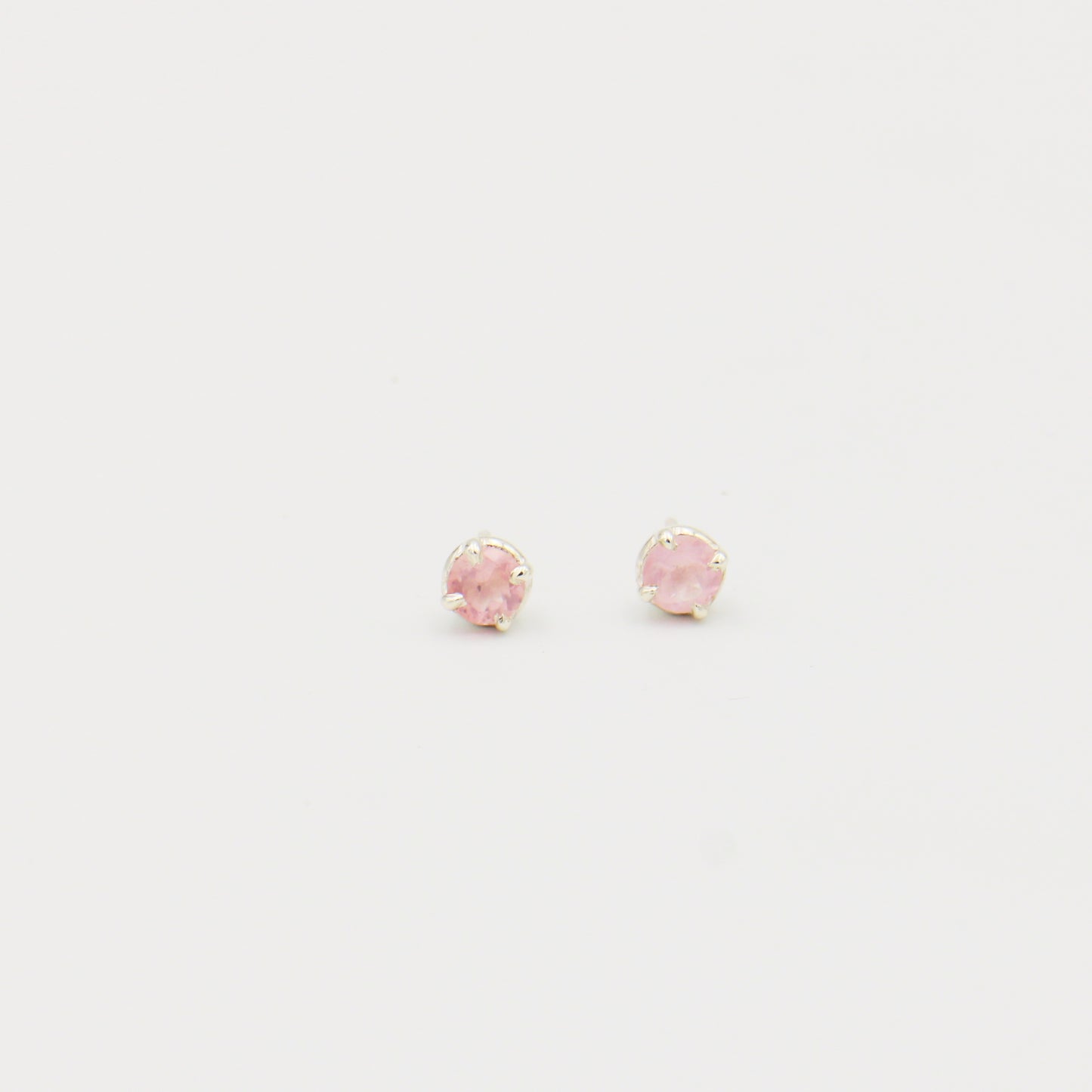 Rose Quartz Round Sterling Studs
