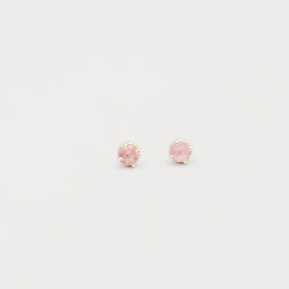 Rose Quartz Round Sterling Studs