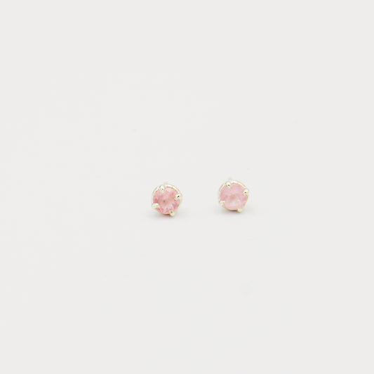 Rose Quartz Round Sterling Studs
