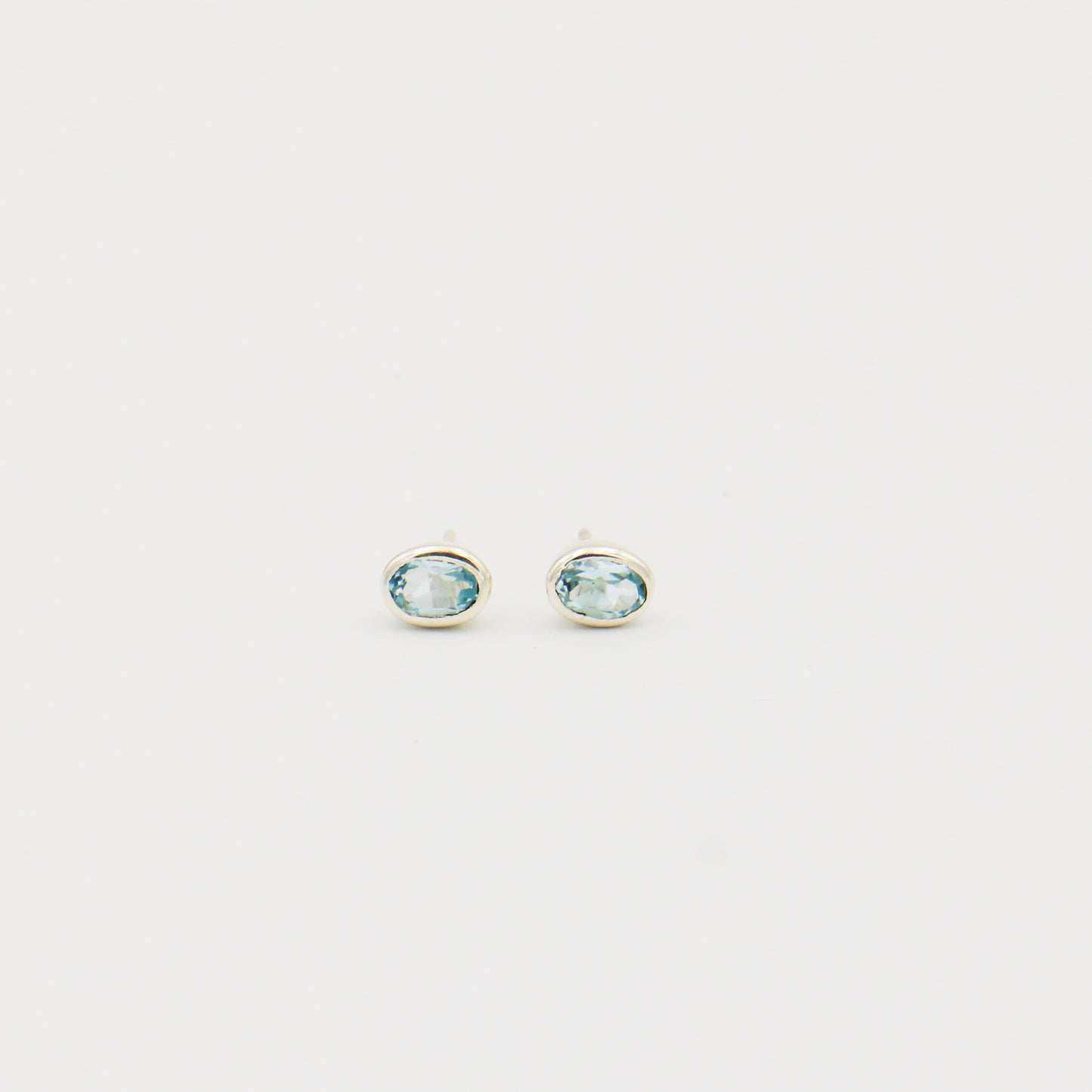 Blue Topaz Oval Sterling Studs