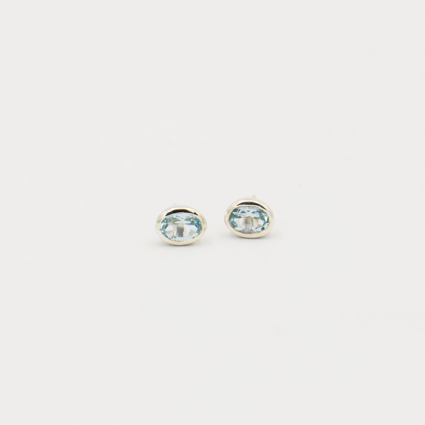 Blue Topaz Oval Sterling Studs