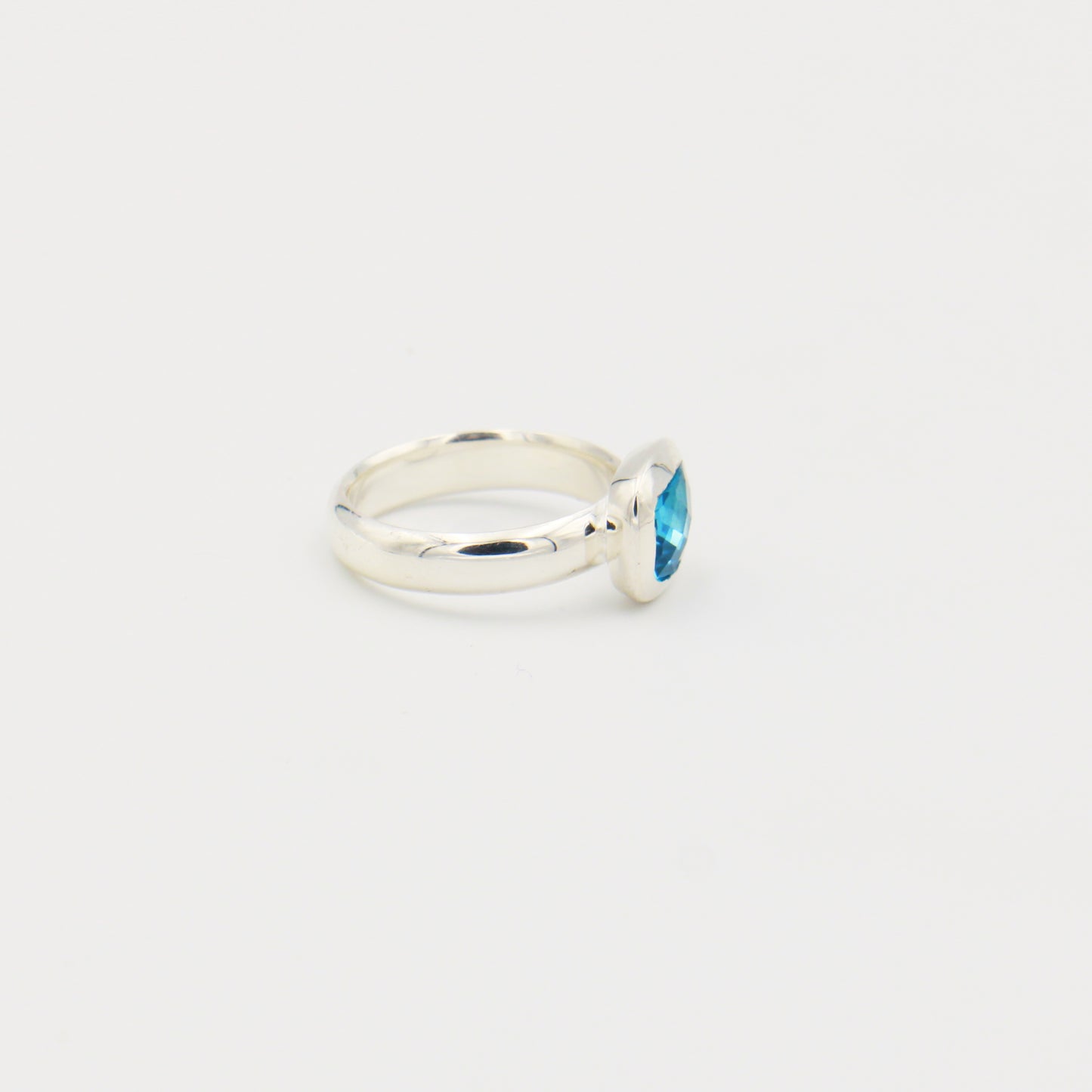 Swiss Blue Topaz Horizontal Baguette Sterling Ring Size 6