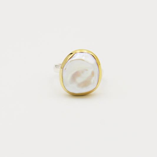 Baroque Pearl GP Sterling Ring Size 9