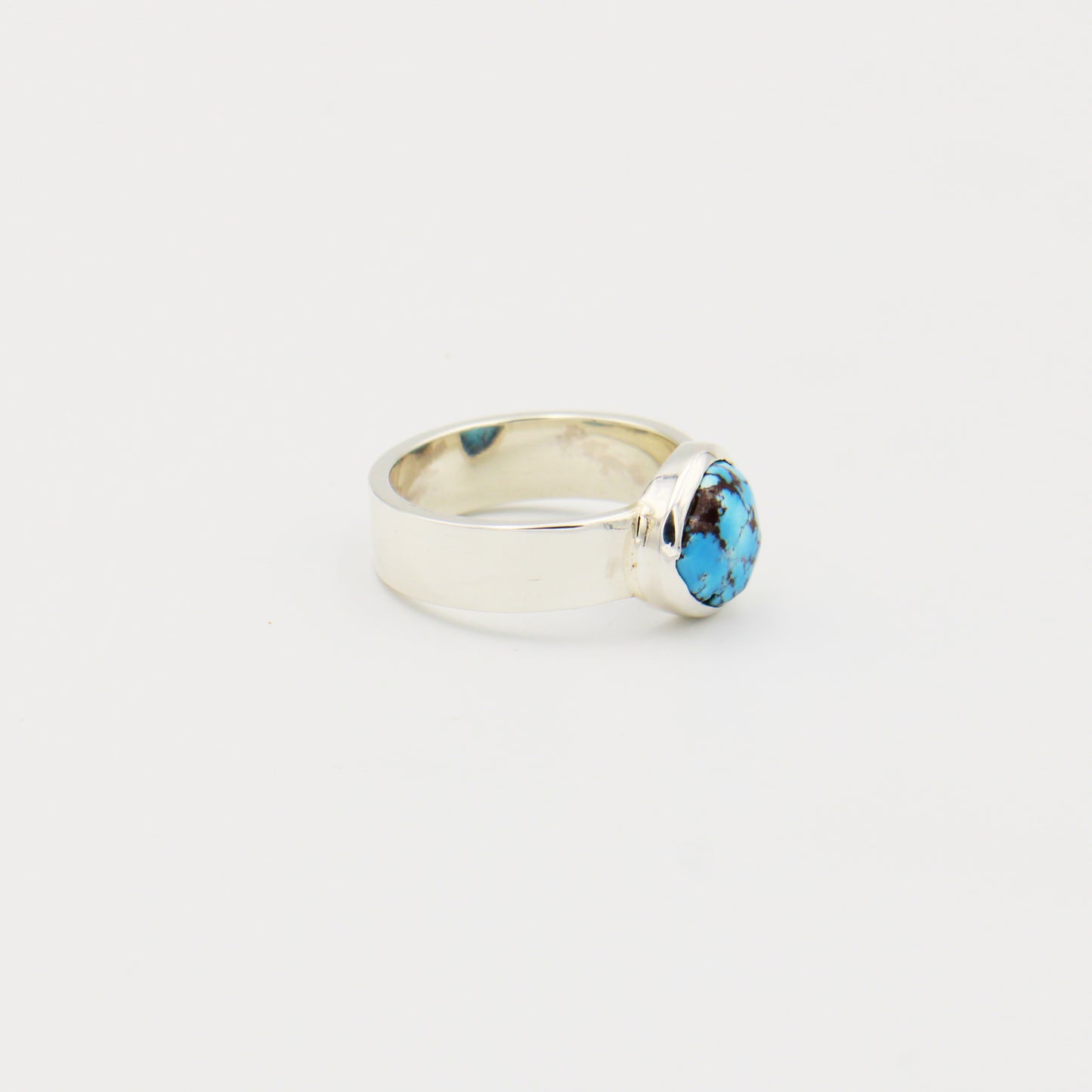 Turquoise Sterling Wide Ring Size 9