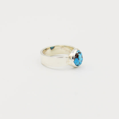 Turquoise Sterling Wide Ring Size 9