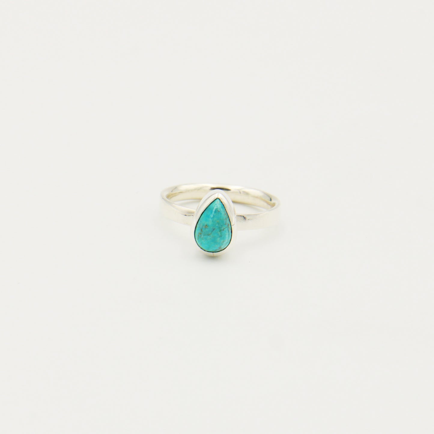 Turquoise Small Pear Sterling Ring Size 8