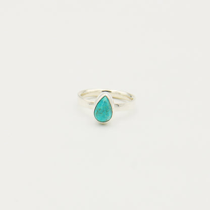 Turquoise Small Pear Sterling Ring Size 8