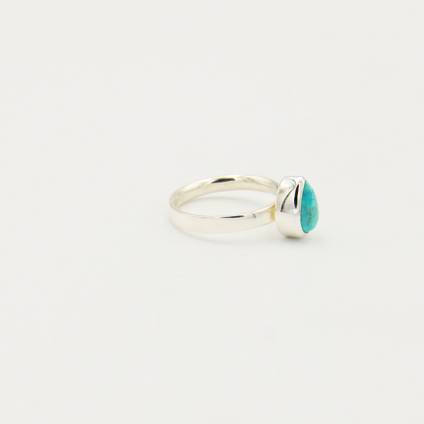 Turquoise Small Pear Sterling Ring Size 8
