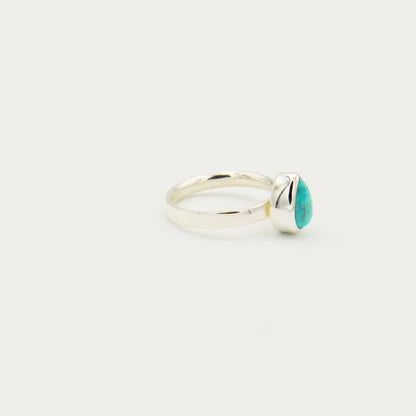 Turquoise Small Pear Sterling Ring Size 8
