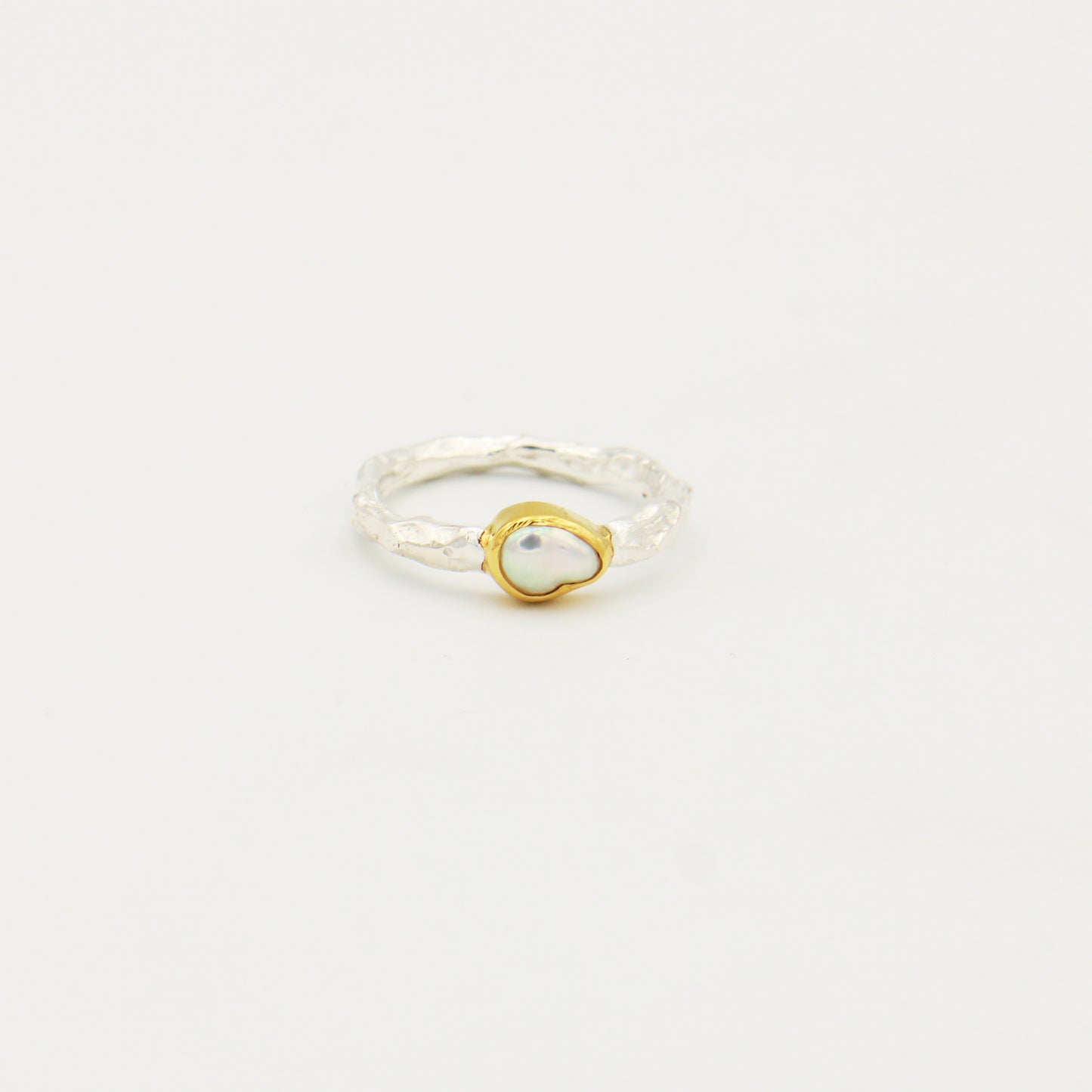 Pearl Rustic Band Sterling Ring Size 9