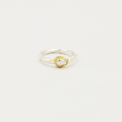 Pearl Rustic Band Sterling Ring Size 9