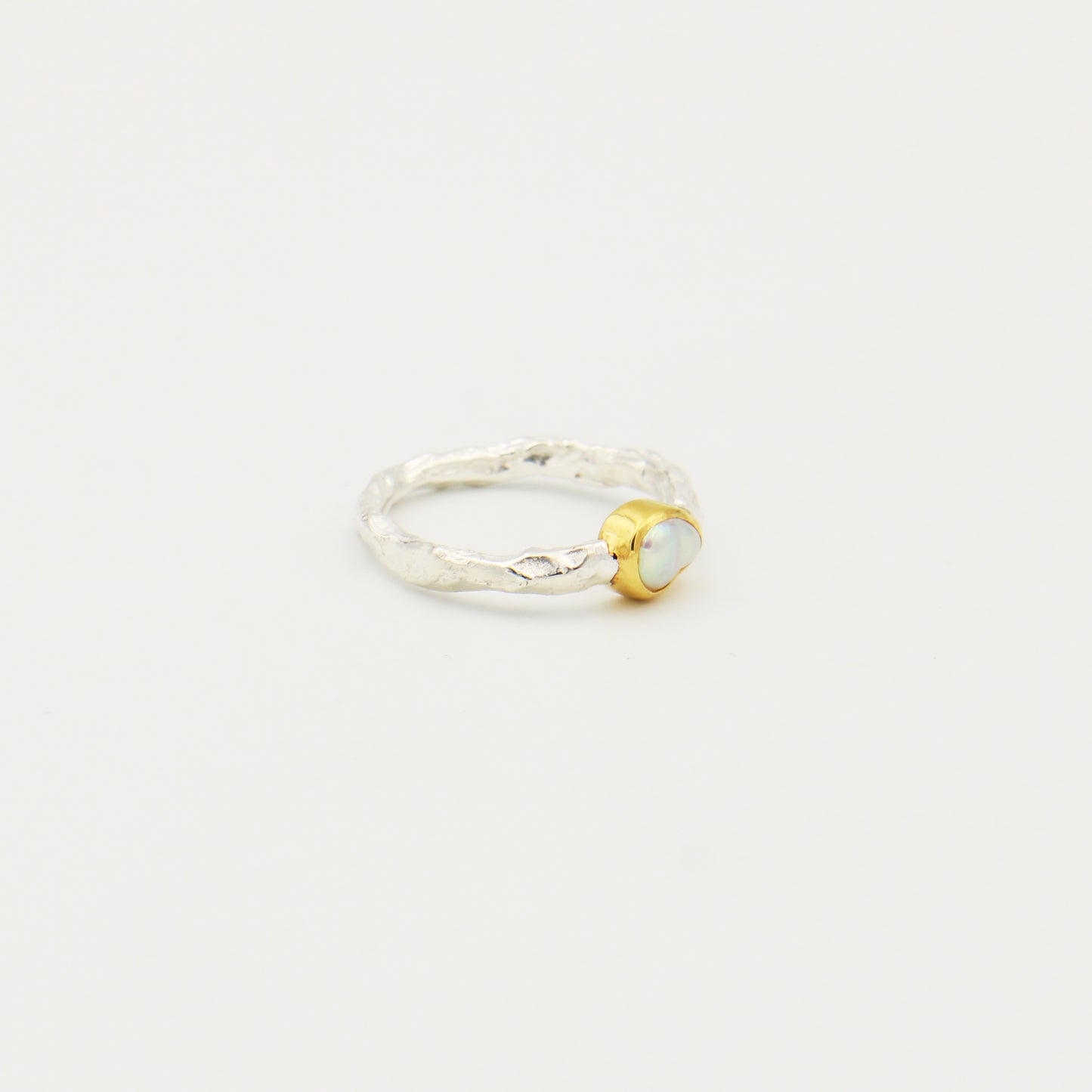 Pearl Rustic Band Sterling Ring Size 9