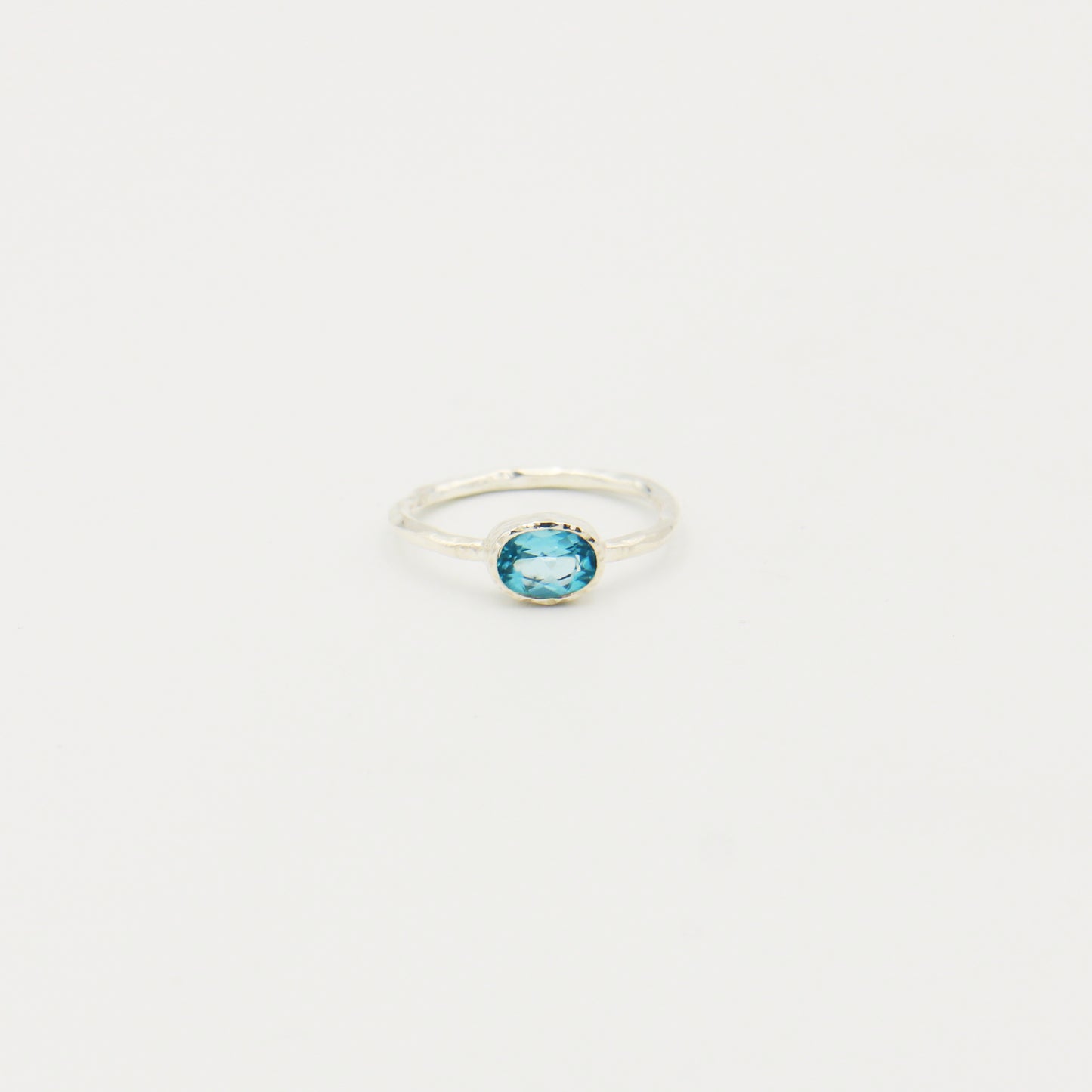 Dainty Blue Topaz Oval Sterling Ring Size 7