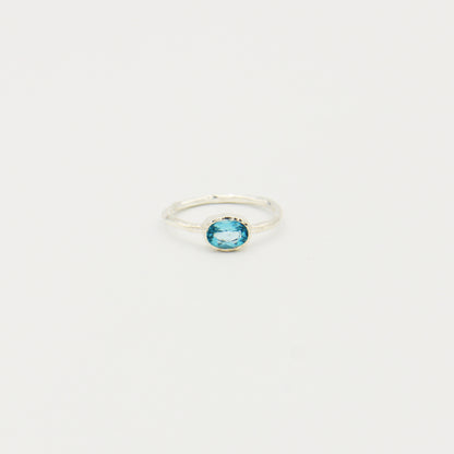 Dainty Blue Topaz Oval Sterling Ring Size 7