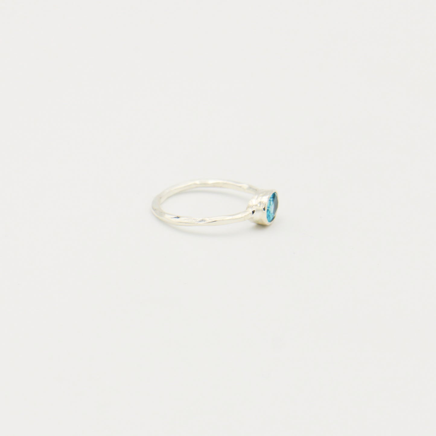 Dainty Blue Topaz Oval Sterling Ring Size 7