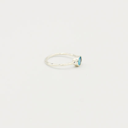 Dainty Blue Topaz Oval Sterling Ring Size 7