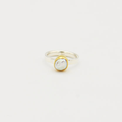 Baroque Pearl GP Sterling Ring Size 7