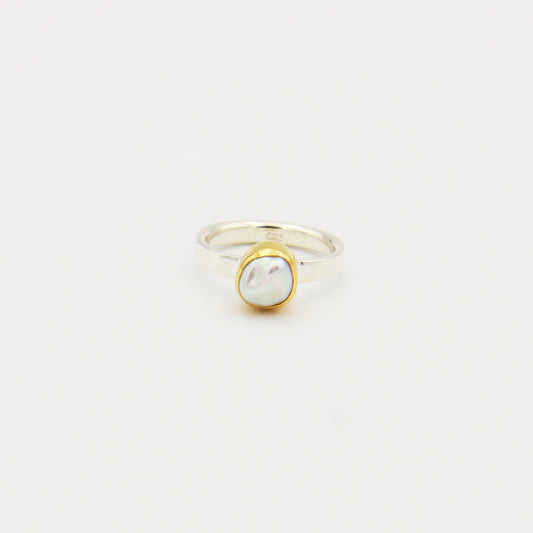Baroque Pearl GP Sterling Ring Size 7