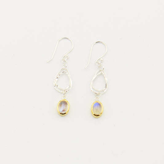 Moonstone GP & Double Sterling Nest Drop Earrings