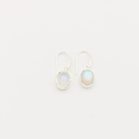 Moonstone Sterling Textured Hook Earrings