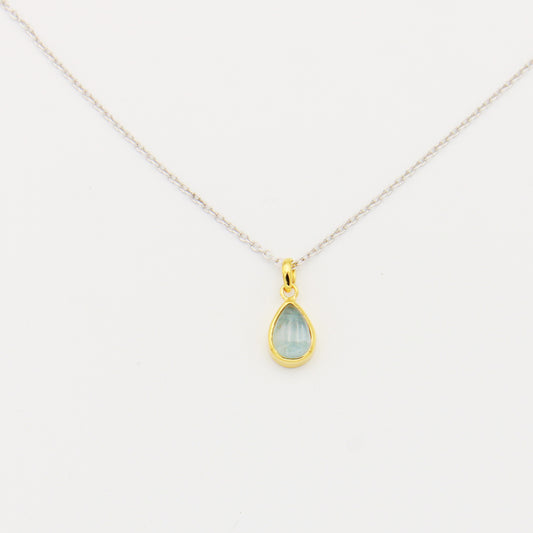 Aquamarine Pear GP Sterling Necklace 16.5 - 18.5