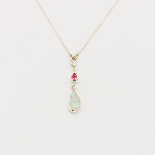 Ethiopian Opal & Tourmaline Drop Necklace
