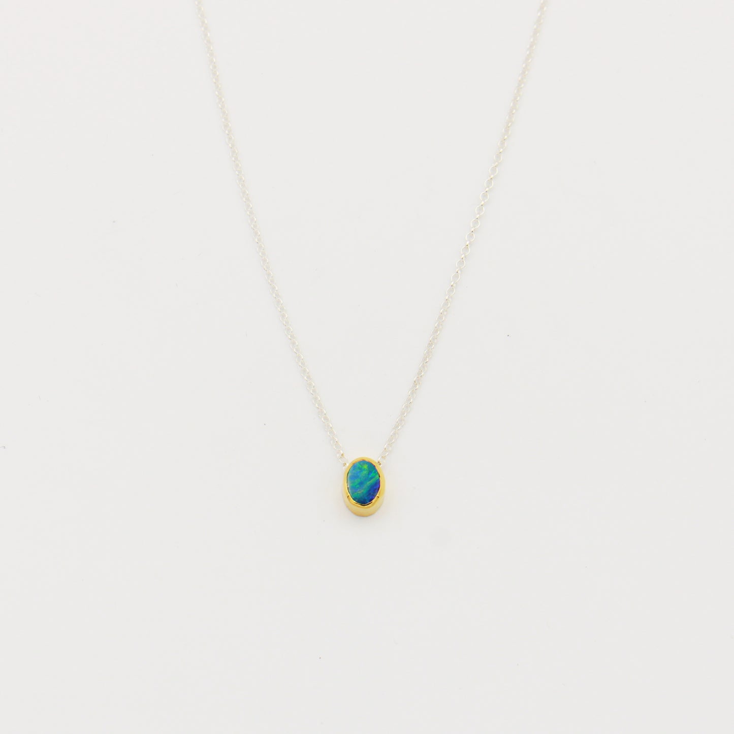 Australian Opal GP Sterling Silver Necklace 17.5"-19"