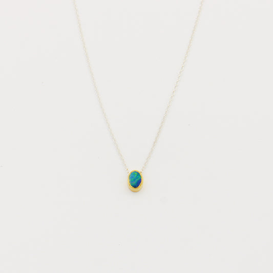 Australian Opal GP Sterling Silver Necklace 17.5"-19"