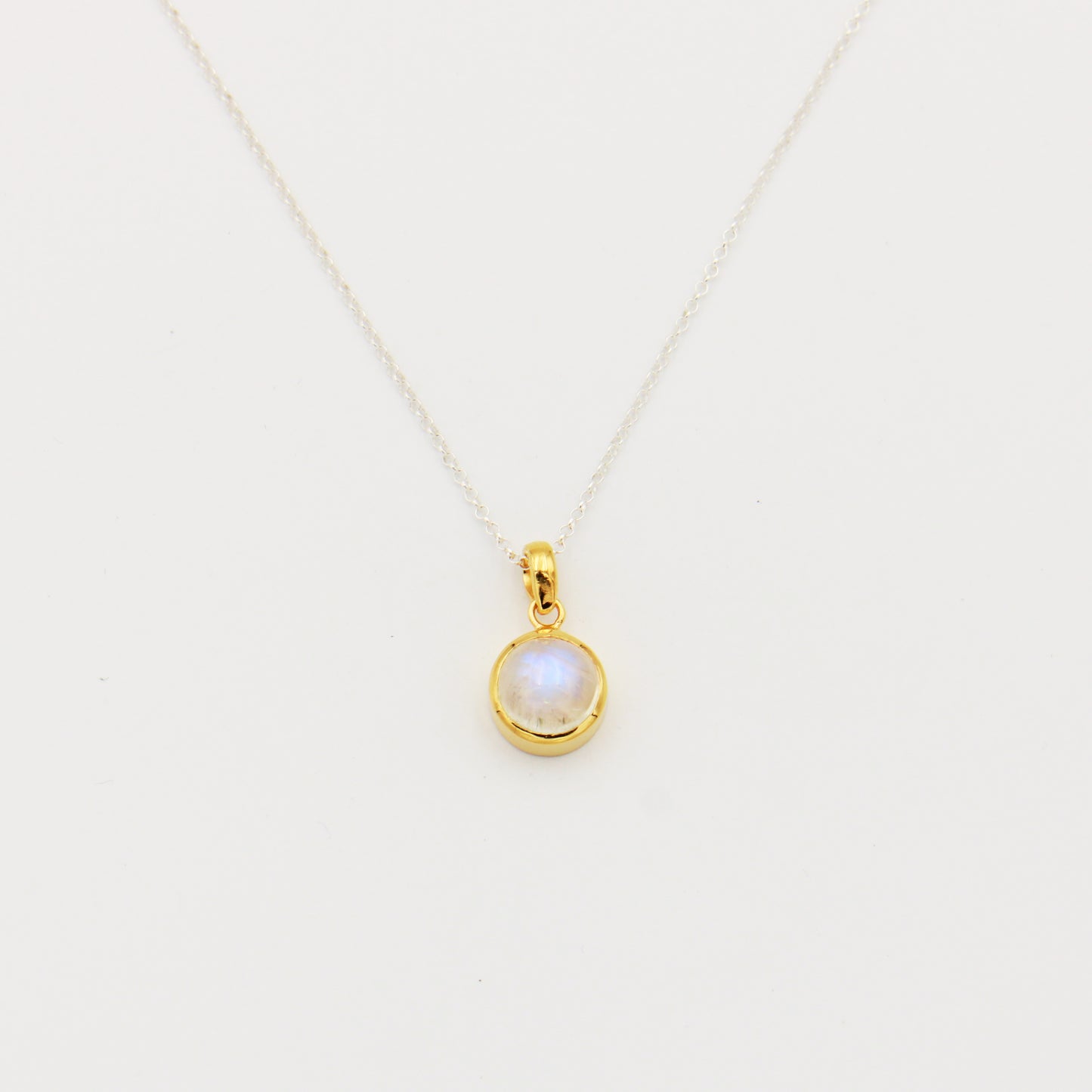 Moonstone GP Sterling Necklace 17"-18.5"