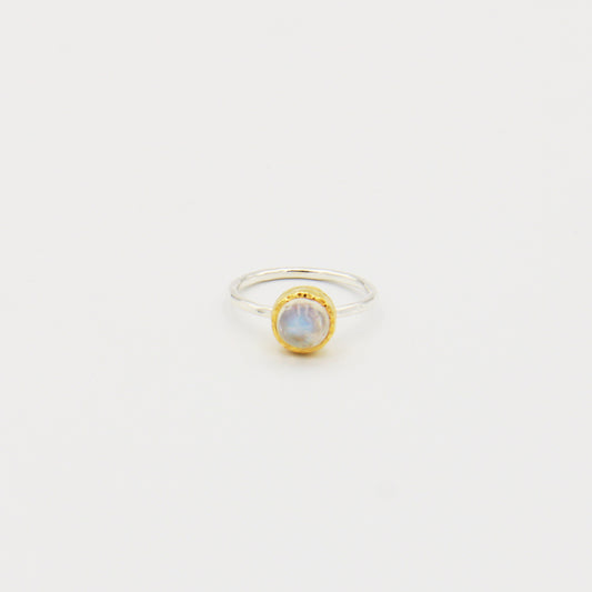 Rainbow Moonstone GP Sterling Ring Size 7.5