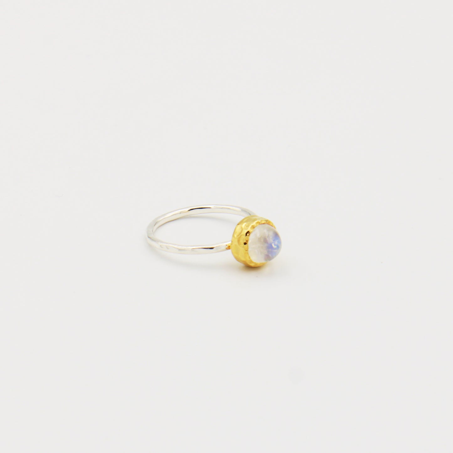 Rainbow Moonstone GP Sterling Ring Size 7.5