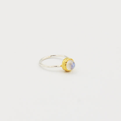 Rainbow Moonstone GP Sterling Ring Size 7.5