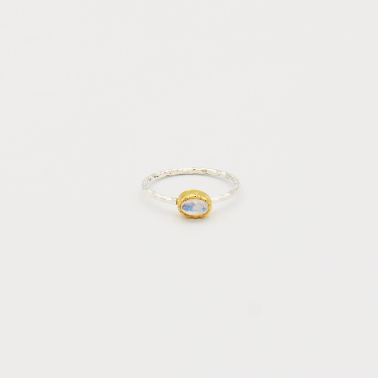 Dainty Rainbow Moonstone GP Sterling Ring Size 8.5
