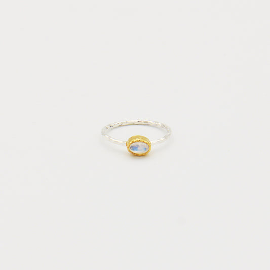 Dainty Rainbow Moonstone GP Sterling Ring Size 8.5