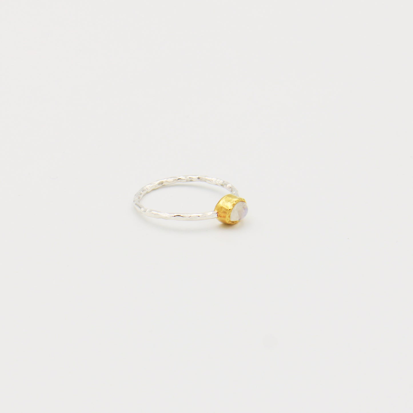 Dainty Rainbow Moonstone GP Sterling Ring Size 8.5