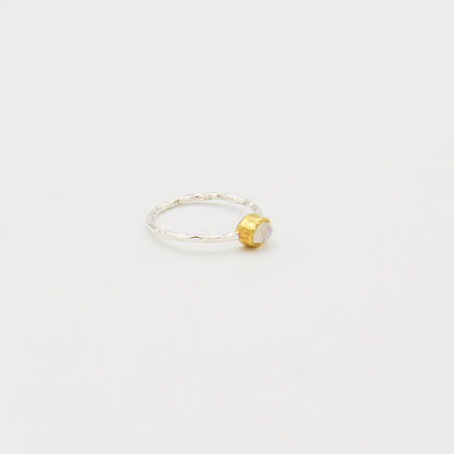 Dainty Rainbow Moonstone GP Sterling Ring Size 8.5