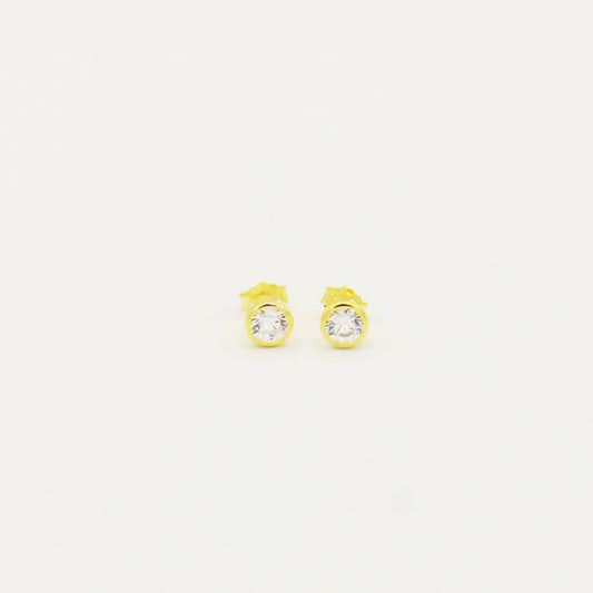 18k Gold Filled Round CZ Studs 6mm