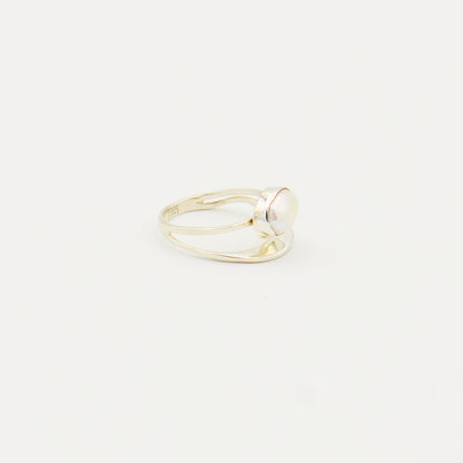 Pearl Sterling Silver Double Band Ring Size 7